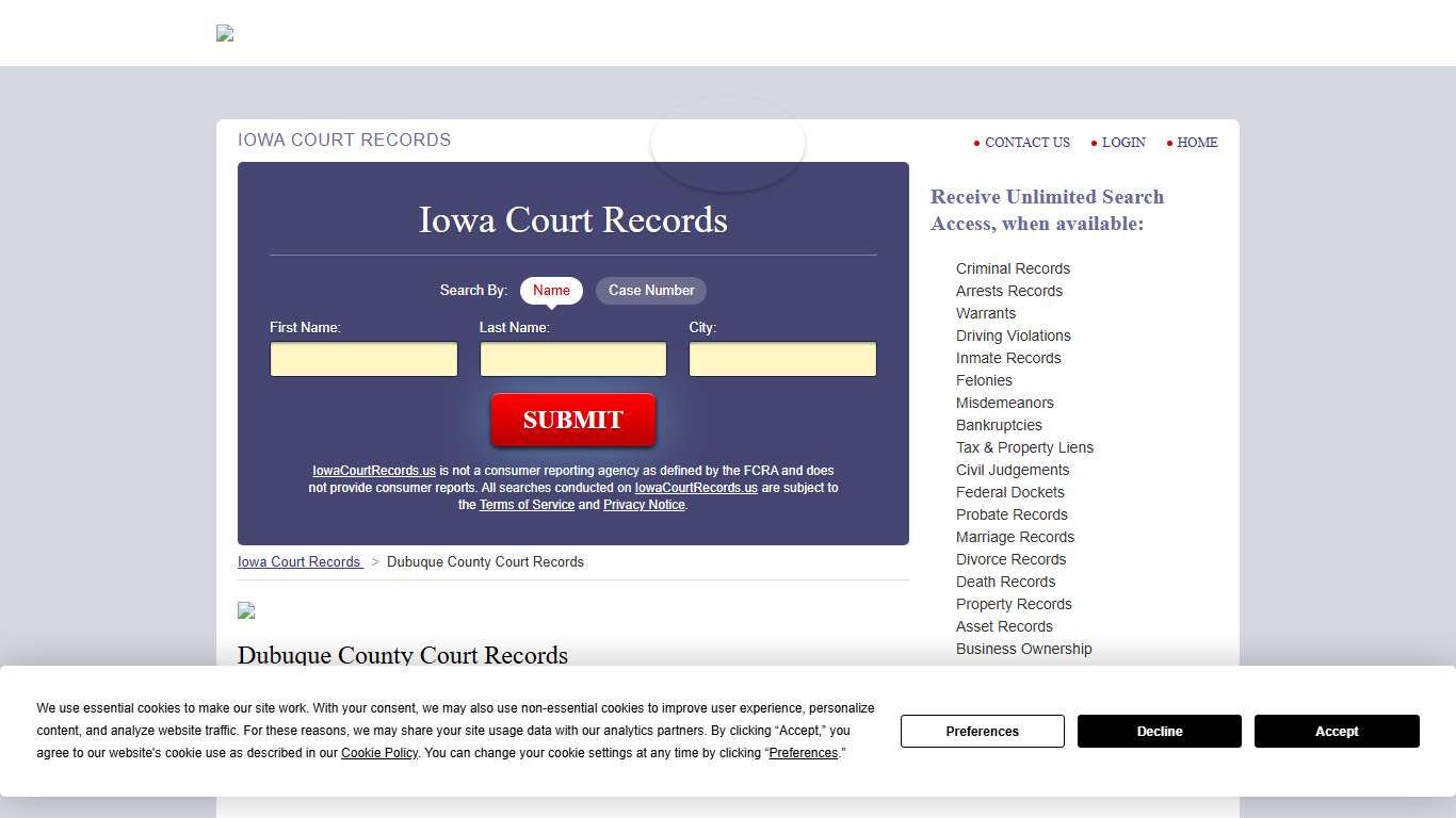 Dubuque County Court Records IowaCourtRecords.us