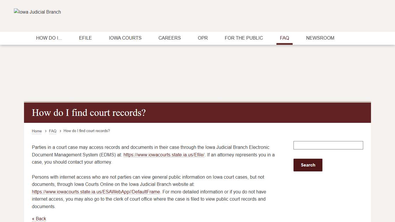 How do I find court records? FAQ Iowa Judicial Branch