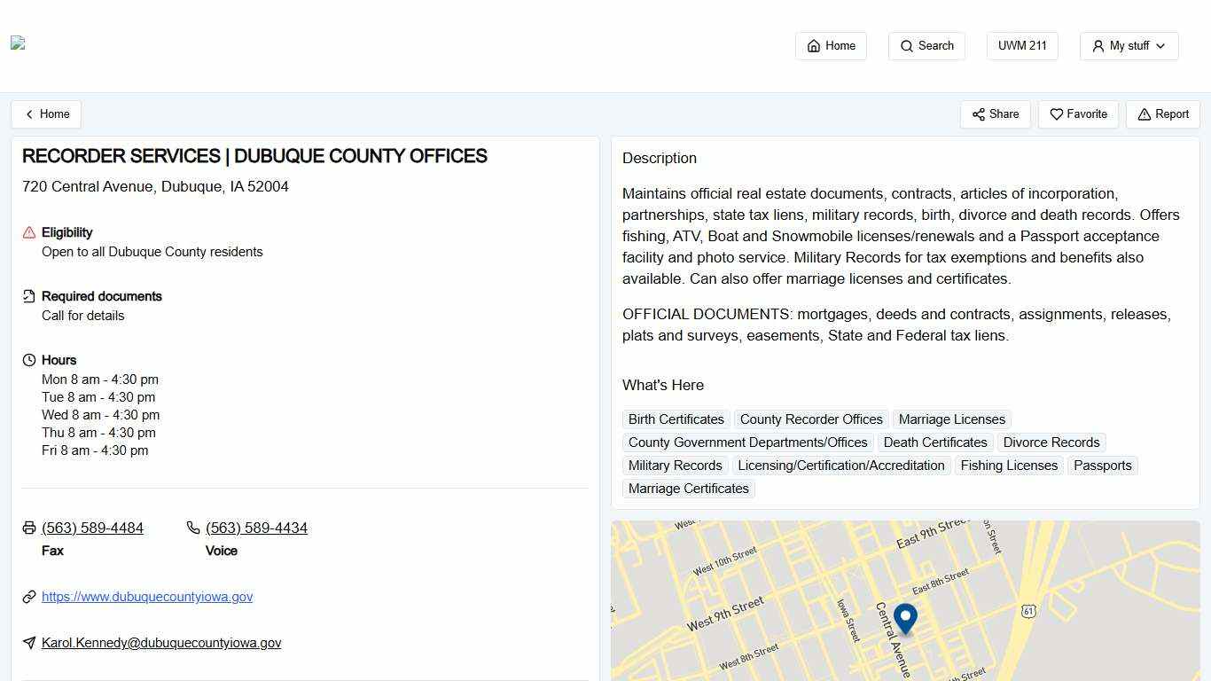 RECORDER SERVICES DUBUQUE COUNTY OFFICES