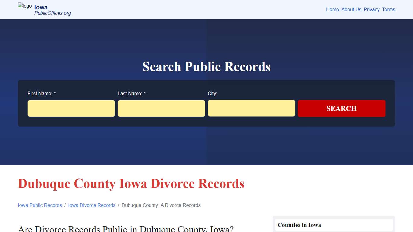 Dubuque County, IA Divorce Records Search – PublicOffices.org